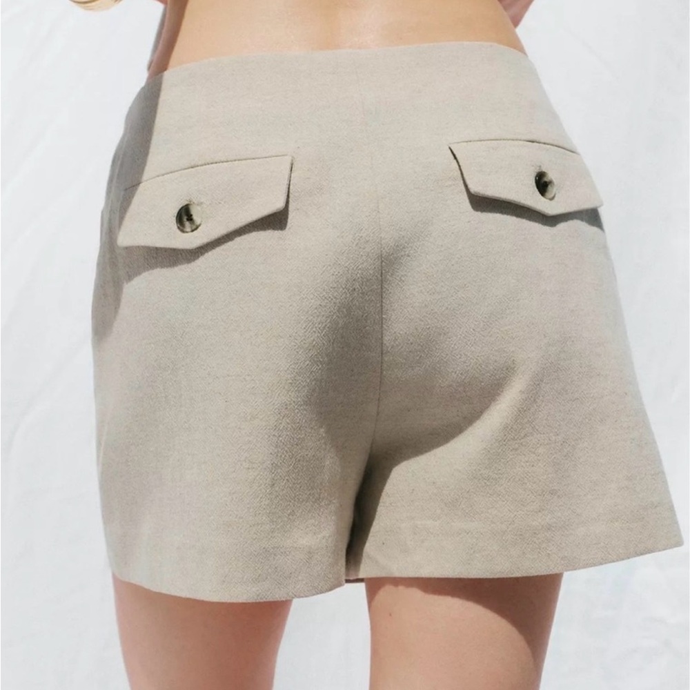Zara Linen Seamed Shorts | Size Small - Picture 2 of 5